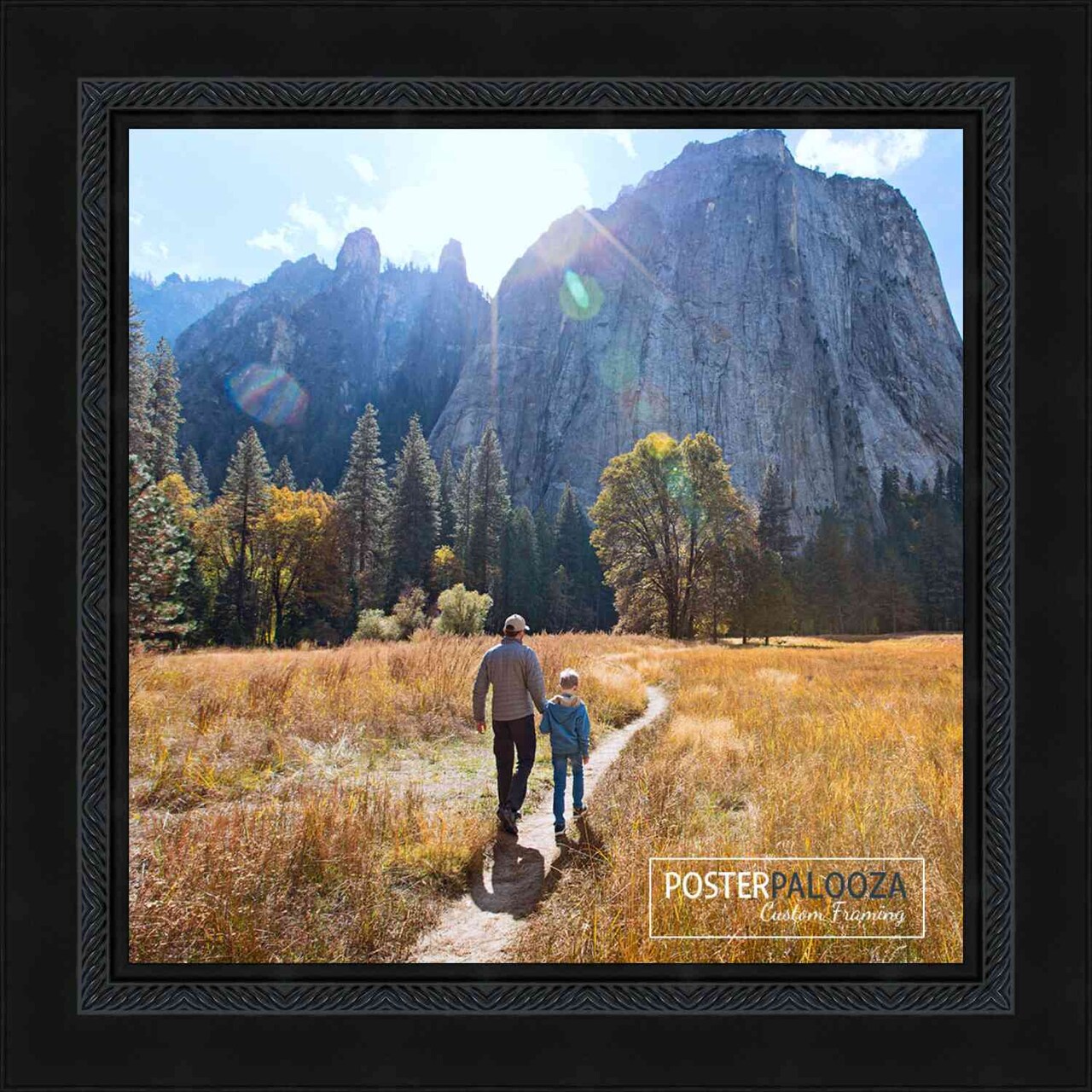 Square Traditional Black Picture Frame - UV Acrylic, Foam Board Backing, Hanging Hardware